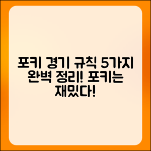 포키 경기 기본 규칙 5가지 완벽 정리