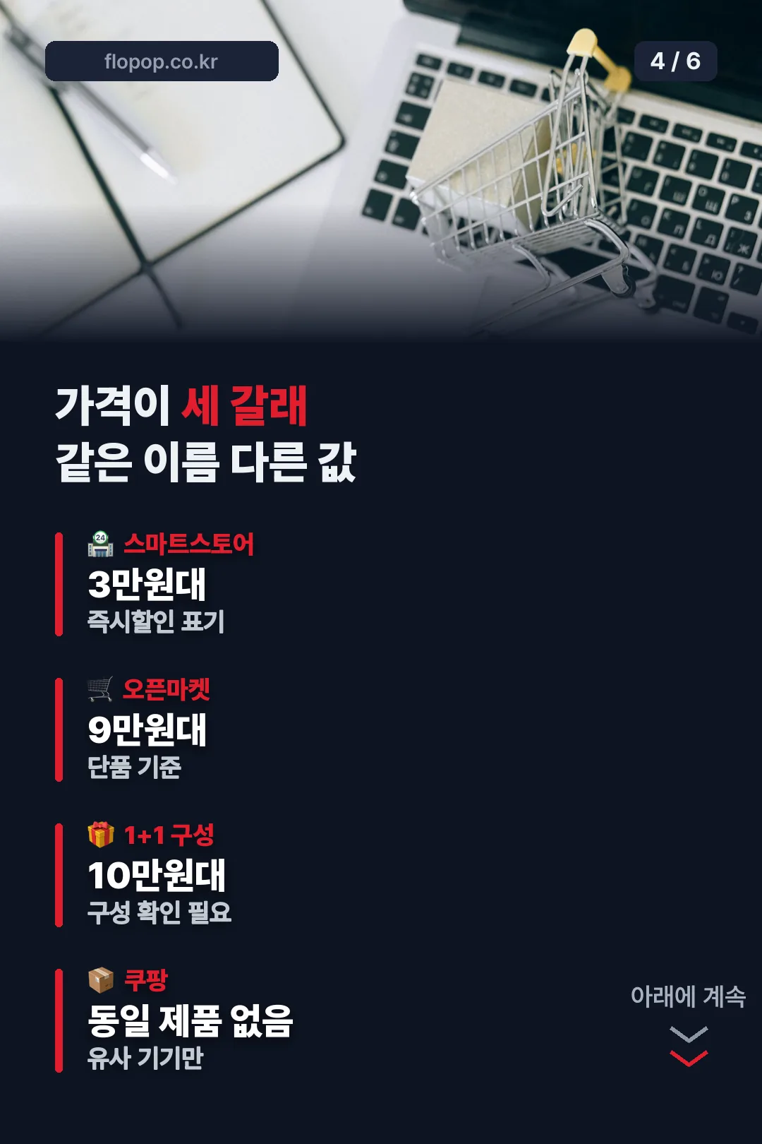 가격이 갈리는 세 갈래