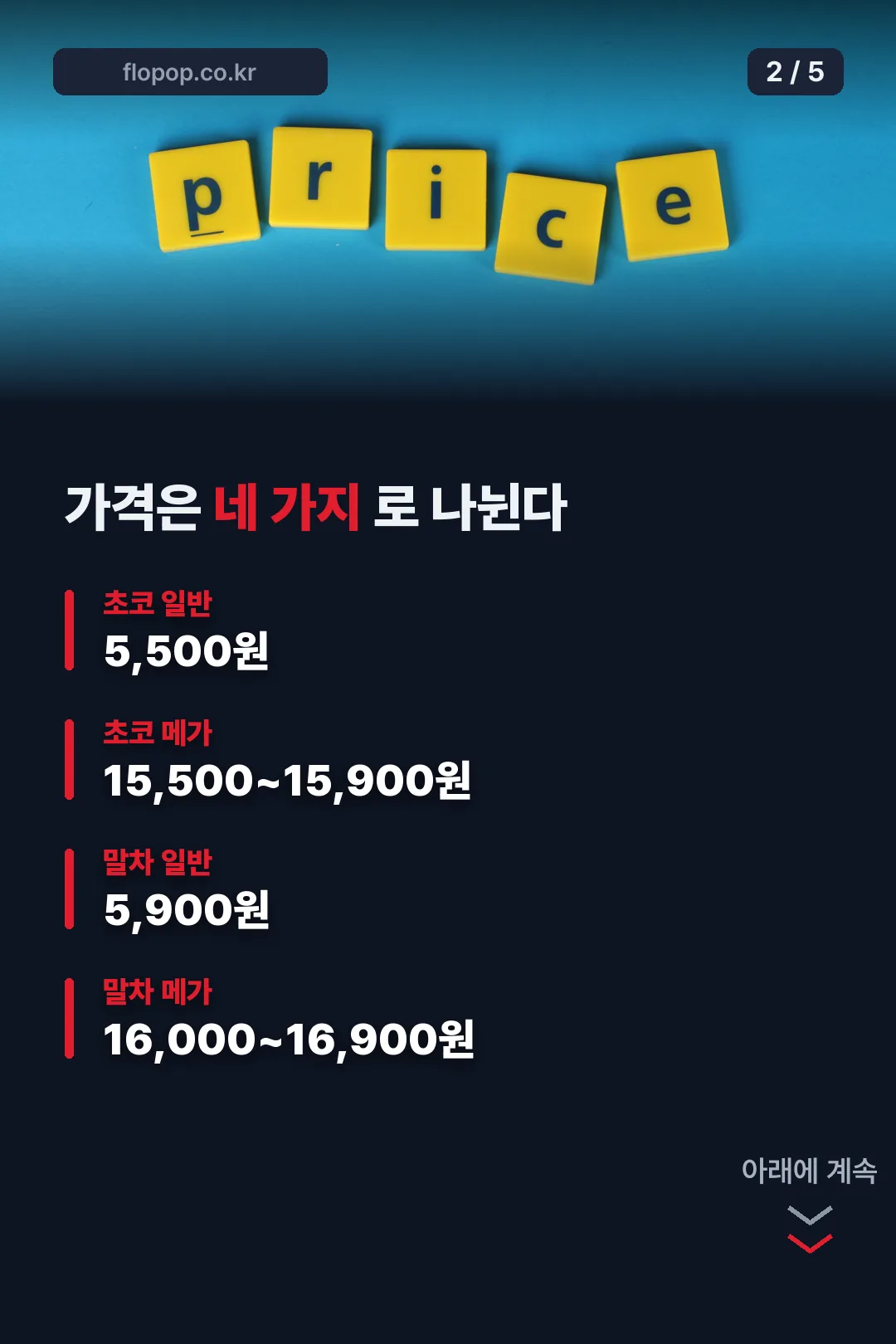가격 네 가지